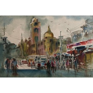Farrukh Naseem, 15 x 22 Inch, Watercolor on Paper, Cityscape Painting,AC-FN-058